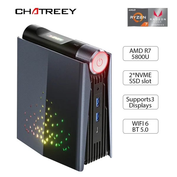 Chatreey Mini PC AM08 AMD Ryzen 9 7940HS R7 5700U 680M 7735HS 780M 8 n cleos 3