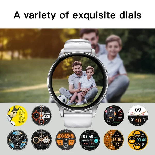 Reloj inteligente KUMI GW5 de 1,39 pulgadas, NFC, Bluetooth 5,2, 100+, frecuencia cardíaca deportiva, presión arterial, monitor de oxígeno, resistente al agua IP68 - Imagen 2