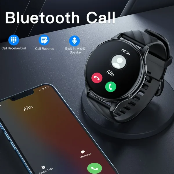 Reloj inteligente KUMI GW5 de 1,39 pulgadas, NFC, Bluetooth 5,2, 100+, frecuencia cardíaca deportiva, presión arterial, monitor de oxígeno, resistente al agua IP68 - Imagen 6