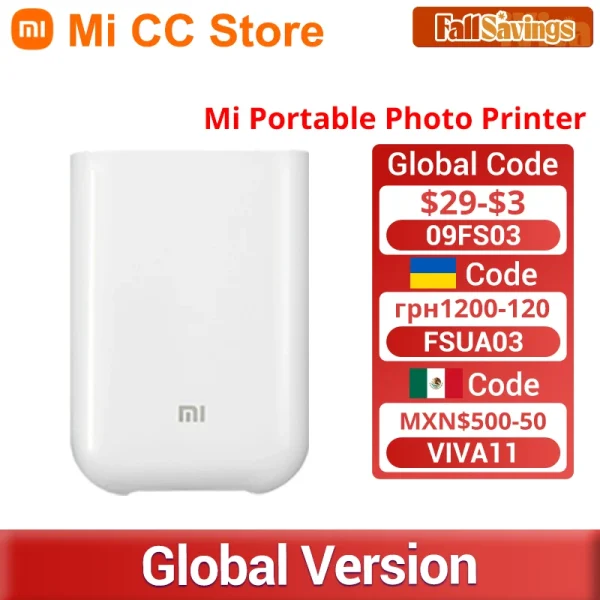 Versión Global Xiaomi Mi impresora fotográfica portátil AR Photo ZINK bolsillo térmico Mini impresora inalámbrica Bluetooth compatible con aplicación Mi Home