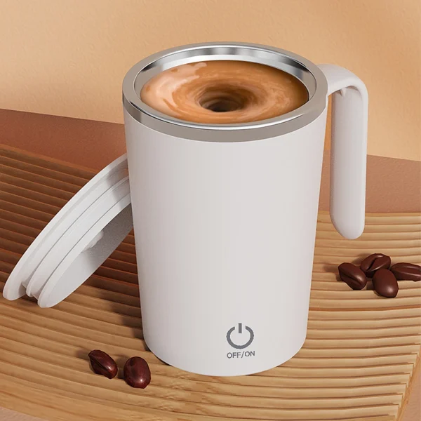 Taza magnética giratoria de acero inoxidable, mezclador inteligente de 400ml, portátil, USB, para mezclar café/leche