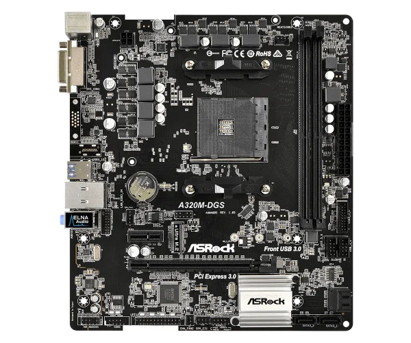 ASRock placa base AMD A320 A320M DGS toma de corriente AM4 2 x DDR4 32GB PCI 1