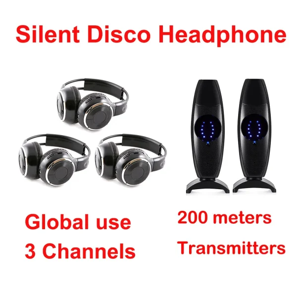 Factory Shipping Silent Disco DJ RF Folding Wireless Headphones Quiet Clubbing Party Bundle 3 Headphones 2