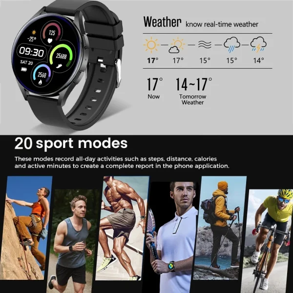 Reloj inteligente deportivo para hombre y mujer, Smartwatch con pantalla táctil, control de presión arterial, oxígeno en sangre, Bluetooth, llamadas, compatible con IOS y android, 6 - Imagen 4