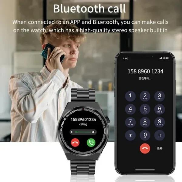 Reloj inteligente para hombre y mujer, accesorio de pulsera resistente al agua con Pantalla AMOLED de 2023x420 HD, control del ritmo cardíaco, llamadas por Bluetooth, compatible con Android e IOS, novedad de 420 - Imagen 2