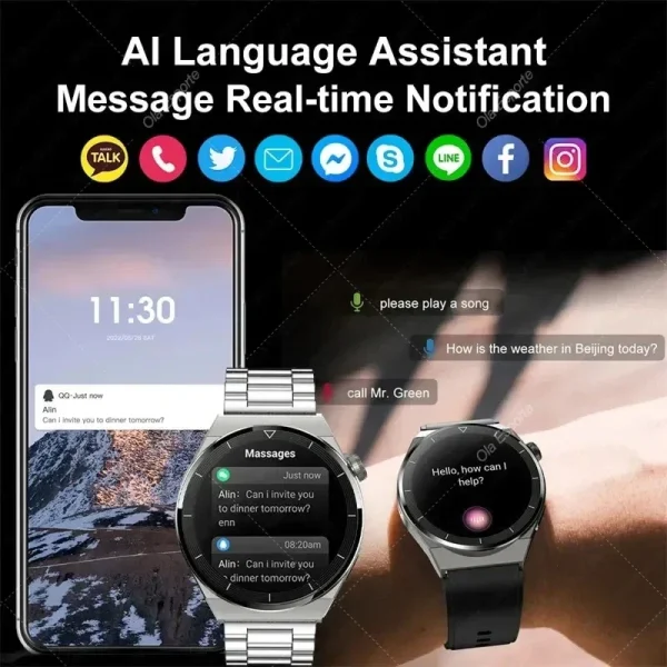 Reloj inteligente para hombre y mujer, accesorio de pulsera resistente al agua con Pantalla AMOLED de 2023x420 HD, control del ritmo cardíaco, llamadas por Bluetooth, compatible con Android e IOS, novedad de 420 - Imagen 3