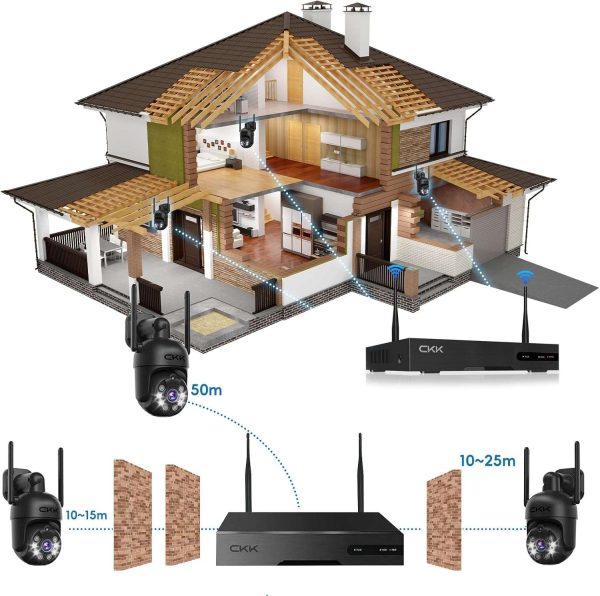 [10CH, actualización de 5 MP] Sistema de cámara de seguridad inalámbrica CKK con disco duro de 1 TB, 4 cámaras PTZ para exteriores e interiores, sistema NVR de vigilancia WiFi 3K con reflectores y  Electrónica - Imagen 19