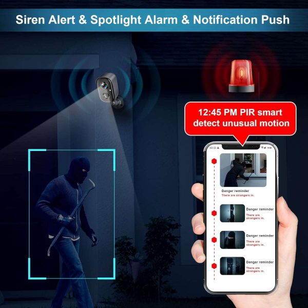 Cámaras de seguridad inalámbricas para interiores, 1080P alimentadas por batería para exteriores - Imagen 4