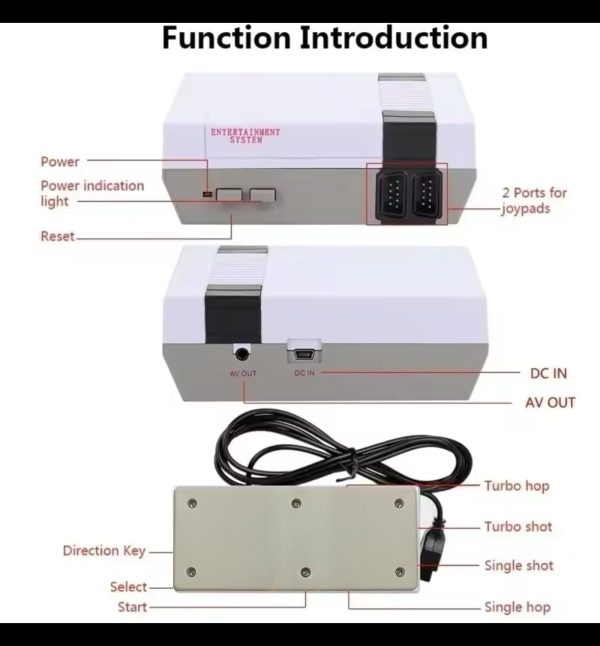 Consola de videojuegos retro precargada 620 juegos Consola de juegos retro clásica Plug and Play con 2 controladores, sistema de juego de 8 bits con salida AV, regalos para jugadores de Navidad - Imagen 4