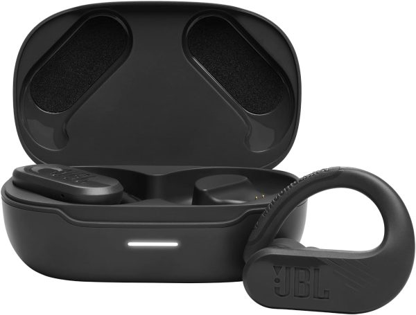 JBL Endurance Peak 3 - Auriculares activos inalámbricos verdaderos a prueba de polvo y agua (IP68), sonido de graves puros, hasta 50 horas totales de reproducción con carga rápida, reconocimiento ambiental y conversación (negro)