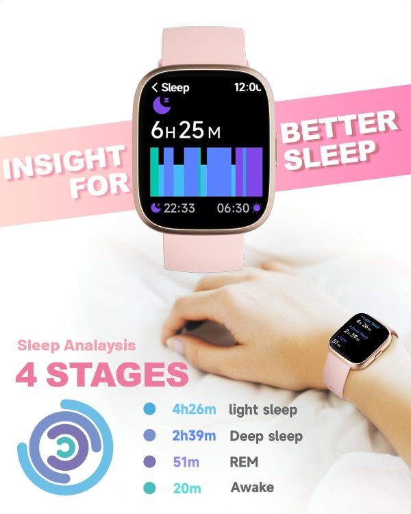 Smart Watch for Women, Alexa Built-in, Answer/Make Calls, 1.83" Fitness Tracker Watch with Heart Rate Monitor, Sleep Tracker, Pedometer, IP68 Waterproof, Smartwatch Compatible Android iOS - Imagen 6