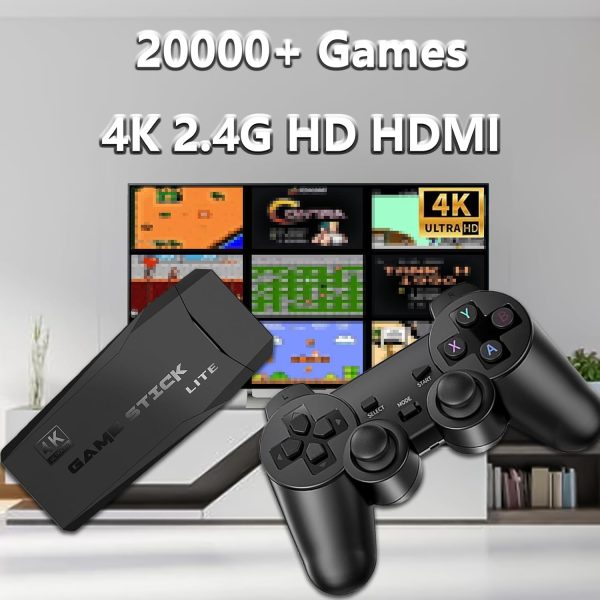 Retro Game Stick, consola inalámbrica dual 2.4G, memoria de 64 GB, salida HDMI 4K, más de 20000 juegos incorporados con 15 emuladores clásicos, controladores Plug Play Video TV Game - Imagen 5