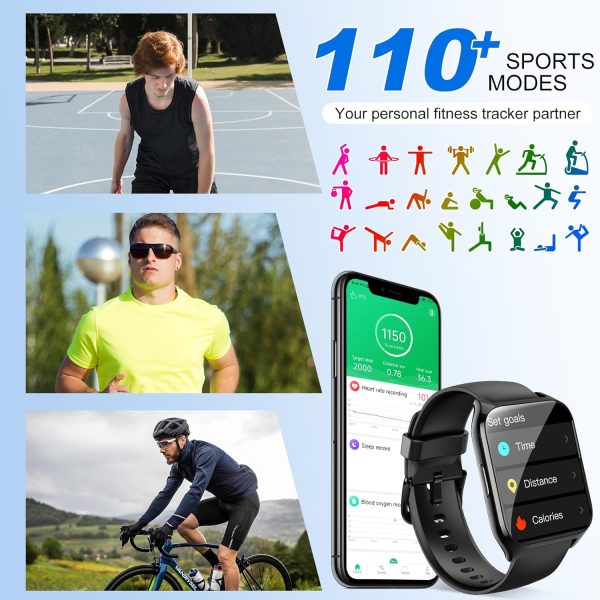 Smart Watch, 1.85"HD Smartwatches for Men Women (Answer/Make Calls), 100+ Sport Modes with Fitness Tracker Watch, Heart Rate/Sleep Monitor, IP68 Waterproof Activity Tracker, Smartwatch for Android iOS - Imagen 4