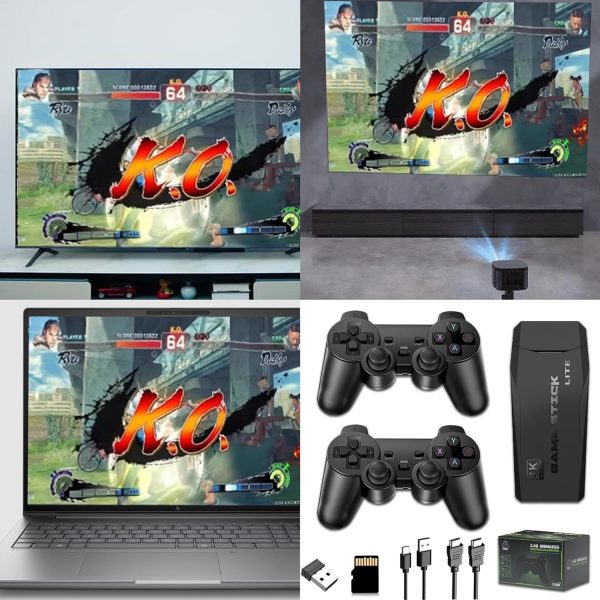 Retro Game Stick, consola inalámbrica dual 2.4G, memoria de 64 GB, salida HDMI 4K, más de 20000 juegos incorporados con 15 emuladores clásicos, controladores Plug Play Video TV Game - Imagen 6