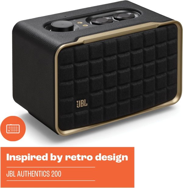 JBL Authentics 200 - Altavoz inteligente para el hogar estilo retro con Wi-Fi integrado, Bluetooth y asistentes de voz, Alexa y Google Assistant, reproducción en varias habitaciones, autoajuste automático - Imagen 5