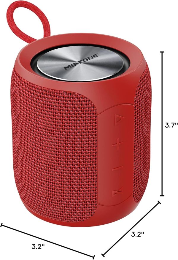 MIATONE QBOX Altavoces Bluetooth Portátiles, Altavoz Inalámbrico para Exteriores, IPX7 Resistente al Agua para Ducha, Rojo - Imagen 8