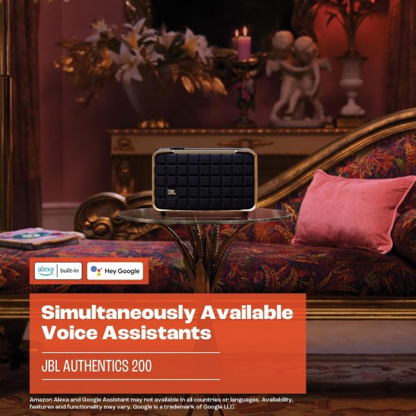 JBL Authentics 200 - Altavoz inteligente para el hogar estilo retro con Wi-Fi integrado, Bluetooth y asistentes de voz, Alexa y Google Assistant, reproducción en varias habitaciones, autoajuste automático - Imagen 6