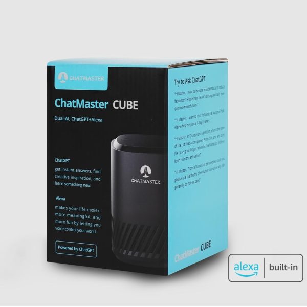 Cube, Altavoz ChatGPT, Alexa integrada, Asistentes duales de IA, Cambio gratuito entre ChatGPT y Alexa, Admite varios idiomas, Control inteligente del hogar, Aprendizaje de idiomas, Lectura de cartas del Tarot, Negro - Imagen 8