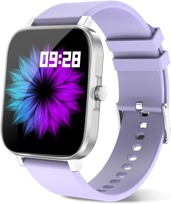 Smart Watch for Men Women Compatible with iPhone Samsung Android Phone 1.69“ Full Touch Screen Watch IP68 Waterproof Bluetooh Fitness Tracker Smart Watch with Heart Rate/Sleep Monitor (Purple) - Imagen 8