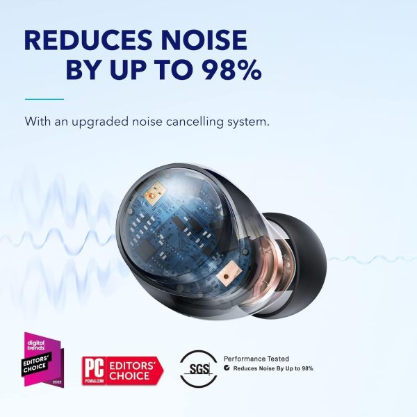 Soundcore by Anker Space A40 Auriculares inalámbricos adaptativos con cancelación activa de ruido, reducen el ruido hasta en un 98%, tiempo de reproducción ultralargo de 50 horas, tiempo de reproducción individual de 10 horas, sonido de alta resolución, ajuste cómodo, carga inalámbrica - Imagen 2