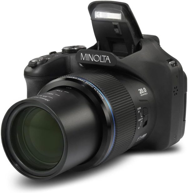 Minolta Pro Shot Cámara digital HD de 20 megapíxeles con zoom óptico de 67X, vídeo Full 1080P HD y tarjeta SD de 16 GB, negro - Imagen 2