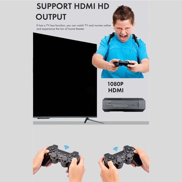 X2 Plus 4K Retro Game Stick, consola de videojuegos HD para el hogar con 2 controladores inalámbricos, salida HDMI, más de 30000 juegos integrados (128 GB) - Imagen 4