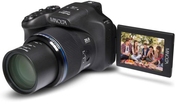 Minolta Pro Shot Cámara digital HD de 20 megapíxeles con zoom óptico de 67X, vídeo Full 1080P HD y tarjeta SD de 16 GB, negro - Imagen 4