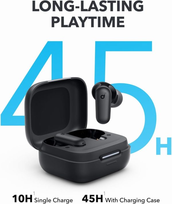 Soundcore P30i de Anker Auriculares con cancelación de ruido, cancelación de ruido fuerte e inteligente, graves potentes, tiempo de reproducción de 45 horas, estuche 2 en 1 y soporte para teléfono, IP54, auriculares inalámbricos, Bluetooth 5.4 (negro) - Imagen 5