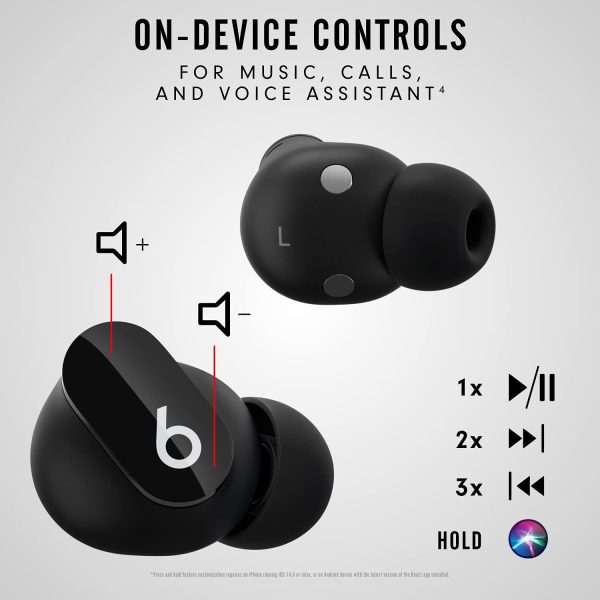 Beats Studio Buds - Audífonos inalámbricos con cancelación de ruido - Compatible con Apple y Android, micrófono incorporado, clasificación IPX4, audífonos resistentes al sudor, audífonos Bluetooth Clase 1 - Negro - Imagen 4