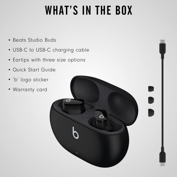 Beats Studio Buds - Audífonos inalámbricos con cancelación de ruido - Compatible con Apple y Android, micrófono incorporado, clasificación IPX4, audífonos resistentes al sudor, audífonos Bluetooth Clase 1 - Negro - Imagen 6