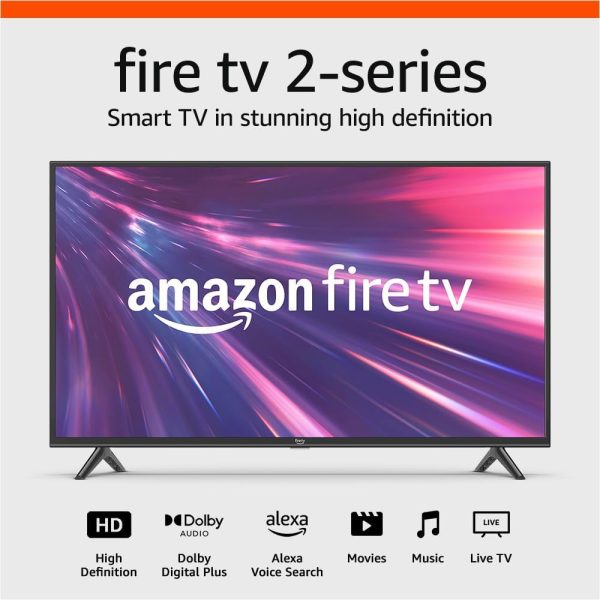 Amazon Fire TV 40" Serie 2 (modelo más nuevo), TV inteligente HD con control remoto por voz Fire TV Alexa, transmisión de TV en vivo sin cable