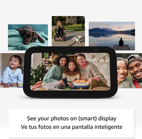 Nuevo Echo Show 5 (3.a generación, lanzamiento en 2023) | Pantalla inteligente con graves más profundos y sonido más claro | Versión internacional con adaptador de corriente estadounidense | Carbón - Imagen 5