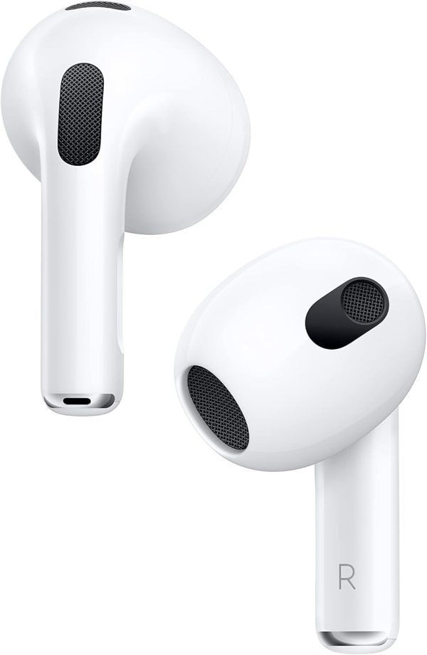 Auriculares inalámbricos Apple AirPods (3.ª generación), auriculares Bluetooth, audio espacial personalizado, resistentes al sudor y al agua, estuche de carga Lightning incluido, hasta 30 horas de duración de la batería