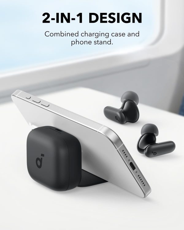 Soundcore P30i de Anker Auriculares con cancelación de ruido, cancelación de ruido fuerte e inteligente, graves potentes, tiempo de reproducción de 45 horas, estuche 2 en 1 y soporte para teléfono, IP54, auriculares inalámbricos, Bluetooth 5.4 (negro) - Imagen 2