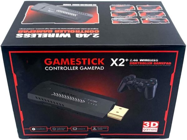 X2 Plus 4K Retro Game Stick, consola de videojuegos HD para el hogar con 2 controladores inalámbricos, salida HDMI, más de 30000 juegos integrados (128 GB) - Imagen 7