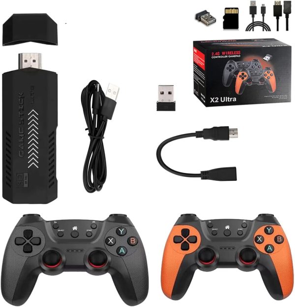 X2 Ultra Retro Game Stick 4K, HDMI Plug and Play Videojuego de juguete con más de 58000 juegos (256G), con controladores inalámbricos 2.4G, emuladores portátiles Nostalgia Arcade para amantes de los juegos de TV - Imagen 3