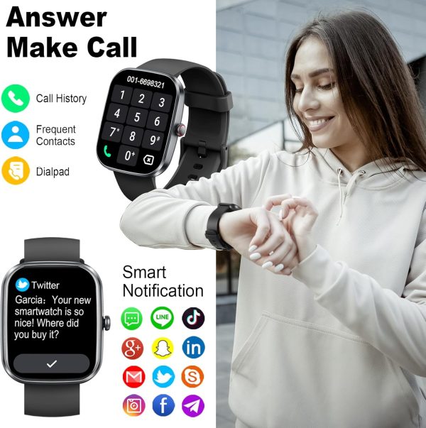 Smart Watch(Answer/Make Call), 1.91" Smartwatch for Men Women, NEW Fitness Watch with 110+ Sport Modes, Fitness Activity Tracke with Pedometer/Sleep Monitor/Heart Rate/IP68 Waterproof, for Android iOS - Imagen 5