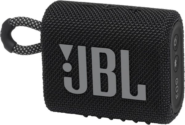 JBL Go 3 - Mini altavoz Bluetooth portátil, gran audio y graves potentes, IP67 resistente al agua y al polvo, 5 horas de reproducción, altavoz para el hogar, el exterior y los viajes (Negro)