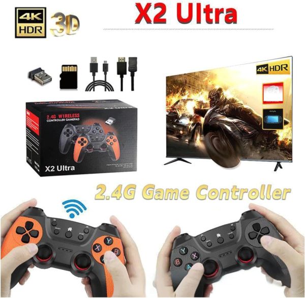 X2 Ultra Retro Game Stick 4K, HDMI Plug and Play Videojuego de juguete con más de 58000 juegos (256G), con controladores inalámbricos 2.4G, emuladores portátiles Nostalgia Arcade para amantes de los juegos de TV - Imagen 5