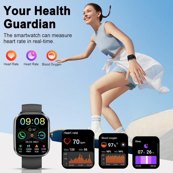 Smart Watch(Answer/Make Call), 1.91" Smartwatch for Men Women, NEW Fitness Watch with 110+ Sport Modes, Fitness Activity Tracke with Pedometer/Sleep Monitor/Heart Rate/IP68 Waterproof, for Android iOS - Imagen 4