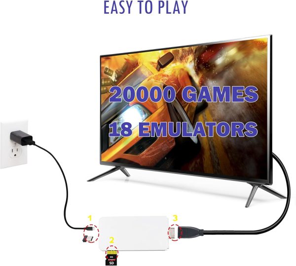 Consola de juegos retro inalámbrica con más de 20000 juegos, consola de videojuegos más de 18 emuladores de juegos clásicos, salida HDMI 4K para TV, Plug & Play Retro Gaming Stick con controladores duales 2.4G - Imagen 3