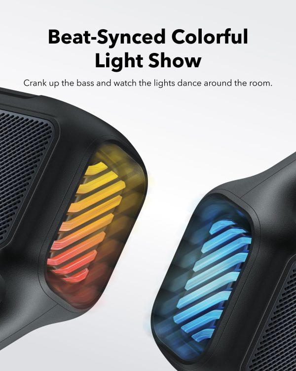 soundcore Boom 2 de Anker, altavoz para exteriores, 80 W, subwoofer, BassUp 2.0, tiempo de reproducción 24 h, resistente al agua IPX7, flotante, luces RGB, USB-C, ecualizador personalizado, Bluetooth 5.3, portátil para acampar, la playa y el patio trasero - Imagen 4