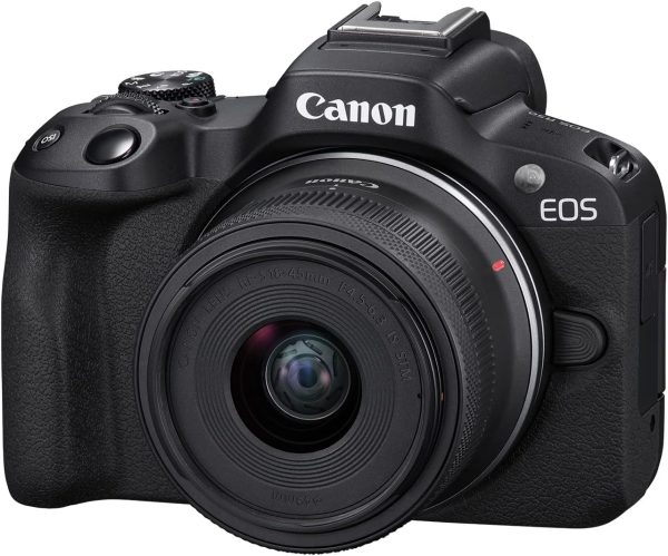 Canon EOS R50 Cámara sin espejo RF-S18-45mm F4.5-6.3 es kit de lentes STM, sensor CMOS (APS-C) de 24,2 megapíxeles, vídeo 4K, cámara híbrida, foto y vídeo, vlogging, creador de contenido, montura RF, negro - Imagen 2