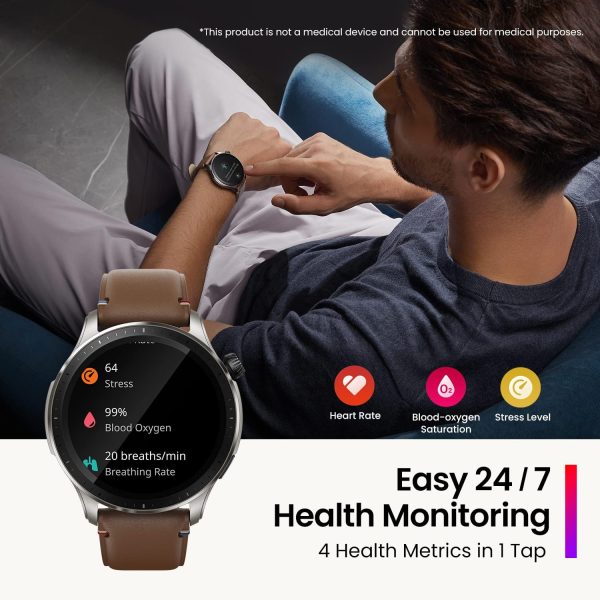 Amazfit GTR 4 Smart Watch 46mm, GPS, Alexa Built-In, Bluetooth Calls & Text, 14-Day Battery, Heart Rate Sleep Monitoring, AI Fitness App & Sports Coach, 150+ Sports Modes, for Android iPhone, Black - Imagen 10