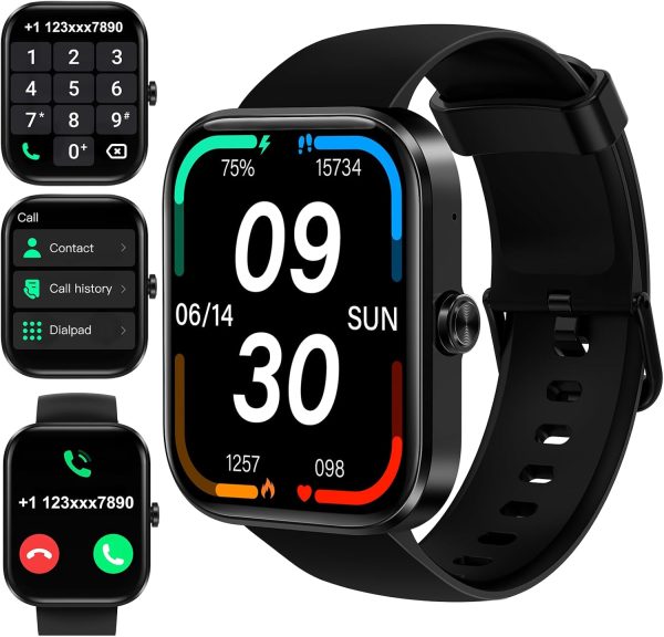 Smart Watch for Men Women(Answer/Make Call)-1.91" HD Fitness Smartwatch with Sleep/Heart Rate/spO2 Monitor, 113+ Sport Modes, IP68 Waterproof Smart Watch for Android iOS,Black