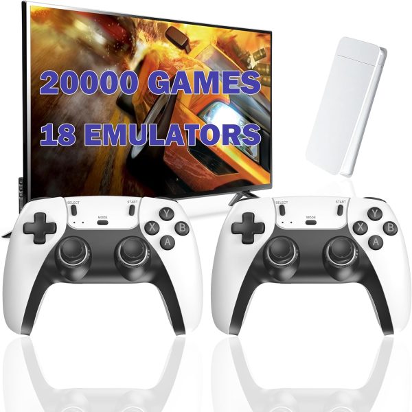 Consola de juegos retro inalámbrica con más de 20000 juegos, consola de videojuegos más de 18 emuladores de juegos clásicos, salida HDMI 4K para TV, Plug & Play Retro Gaming Stick con controladores duales 2.4G