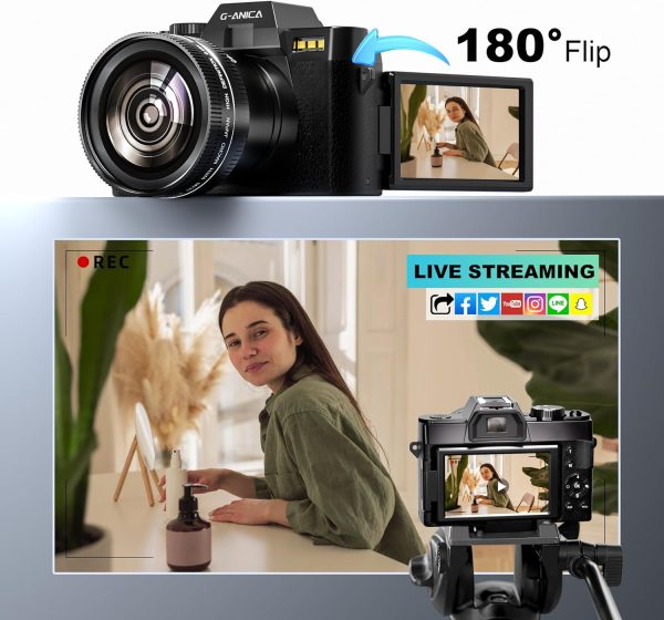 Cámara digital, cámaras de 48 MP para fotografía con WiFi y control de aplicaciones, cámara de vlogging 4K para YouTube, cámara compacta, perfecta para usuarios principiantes y principiantes con lente macro y gran tarjeta de 32 GB - Imagen 5