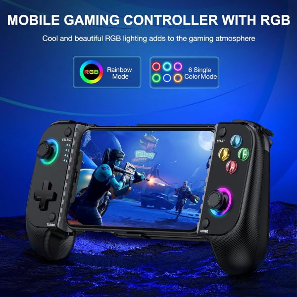 Controlador de juegos móvil para iPhone/Android, controlador de teléfono inalámbrico con soporte para funda de teléfono, controlador de juegos RGB compatible con Xbox Game Pass, PlayStation, Steam Link, Call of Duty, Roblox, Minecraft - Imagen 4