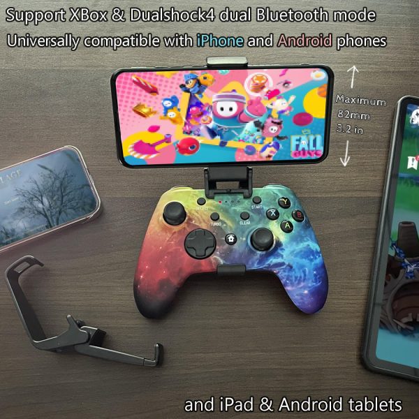 WZUICOV Controlador de juegos Bluetooth para iPhone, iPad, Android, PC, Mac, TV Box, Tesla, Switch, Apple Arcade y juegos en la nube con USB inalámbrico, adaptador de CA, clip para teléfono - Imagen 2