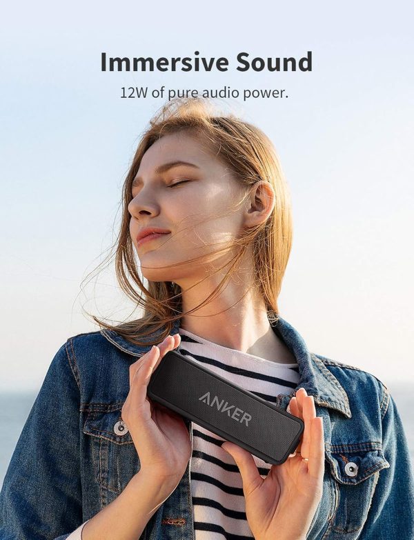 Anker Soundcore 2 Altavoz Bluetooth portátil con sonido estéreo de 12 W, Bluetooth 5, Bassup, IPX7 resistente al agua, reproducción las 24 horas, emparejamiento estéreo inalámbrico, altavoz para el hogar, al aire libre, viajes - Imagen 4